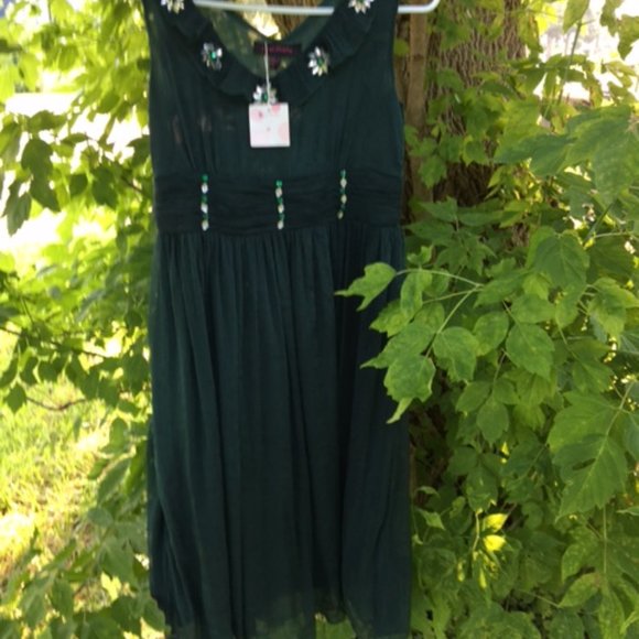 Feminine, NWT, Shimmering, Dark green. Party dress M - Picture 7 of 11